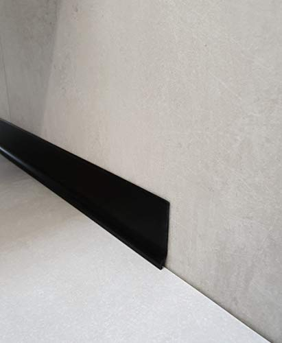 Battiscopa per rivestimento pavimento, flessibile, in PVC, alta qualità di MadeInNature®, Bianco, Grigio chiaro, Grigio scuro, Nero, altezza 70 mm, lunghezza da scegliere (50 ml, Noir)