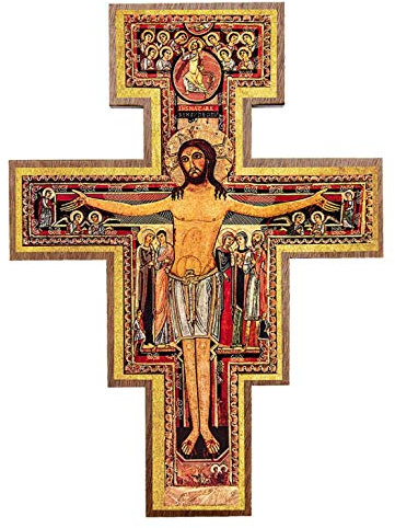 Intercession San Damiano Wall Wood Cross Crucifix (8 in)