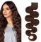 SEGO Tape Extensions Echthaar GEWELLT 18zoll/45cm 20 Stück Klebeband Haarverlängerung 100% Remy Haar 50G mit 10 PCS Ersetz-Tape Mittelbraun#4