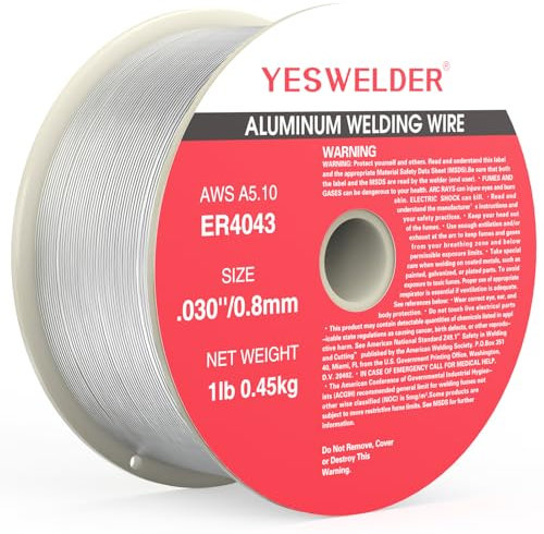 YESWELDER Silicon Aluminum Welding Wire, ER4043 .030-Inch Diameter 1-Pound, Strong ABS Plastic Spool MIG Wire