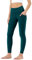 Leovqn Damen Sport Leggings Hohe Taille Blickdicht Yoga Hosen mit Taschen für Sports Laufen Joggen Training Freizeitkleidung Schwarzgrün L