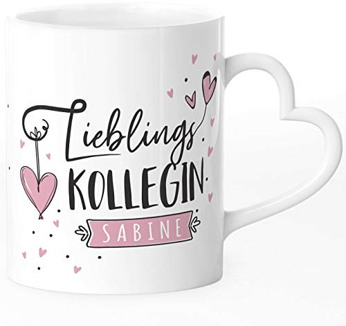 SpecialMe® Tasse Herzhenkel Lieblings-Kollegin personalisierbar mit Namen persönliche Geschenke kleines Dankeschön weiß Herz-Tasse