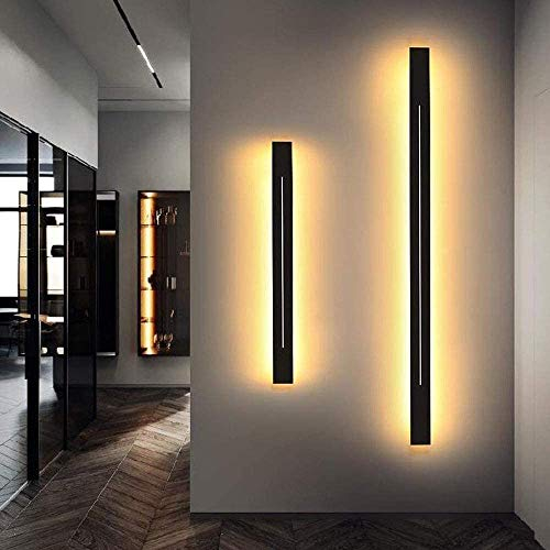 MOLOURK LED Wandleuchte Innen Schwarz Wandlampe Mit Schalter Acryl Up&Down Spiegelleuchte Lange Lichtleiste Warmweiß Wandbeleuchtung Badlampe für Badzimmer Schlafzimmer Wohnzimmer Treppen (A,100CM)