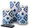 Eywamage Blaue Diamant-Glaskerzen mit Fernbedienung, flackernde, realistische Batterie, dekorative Kerzen, D 7,6 cm, H 10,2 cm, 12,7 cm, 15,2 cm