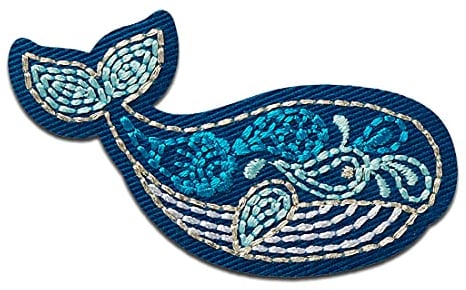 Wal Tier - Aufnäher, Bügelbild, Aufbügler, Applikationen, Patches, Flicken, zum aufbügeln, Größe: 7,0 x 3,5 cm