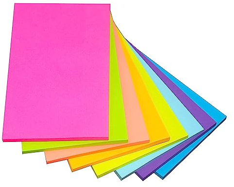 Haftnotizen Set, 400 Stück selbsthaftende Notizzettel Page Marker Sticky Notes Set 8 Colors Super Sticky Notes Pad für Büro Schule oder Arbeit (76mm x 127mm)