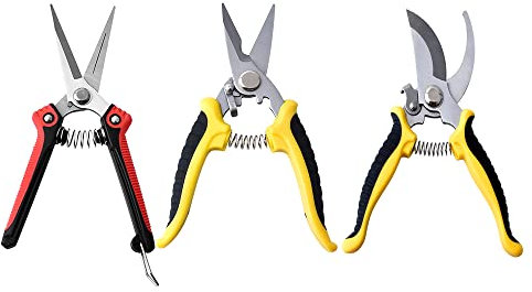 3 PCS Tijeras de Podar Bellota Profesional Acero Inoxidable para Jardinería Geevorks Tijeras Podar Pequeñas Ligeras Cortador de Ramas para Jardín Patio Parque Granja Amarillo y Rojo