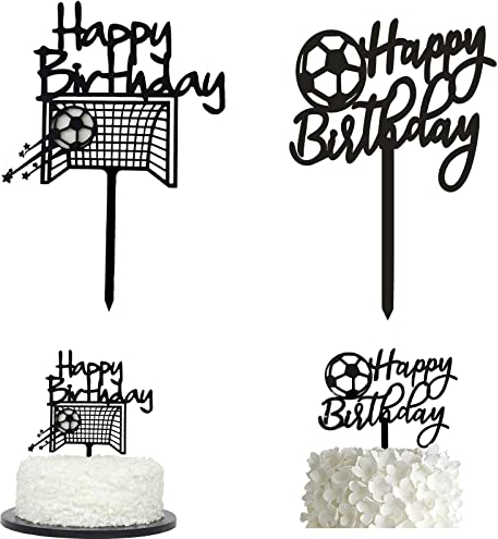 Silars Tortendeko Fussball, 2stk Acryl Tortenaufleger Fussball Happy Birthday Tortendeko Cake Topper Geburtstag, Fußball Kuchen Topper für Geburtstagskuchen Dekorationen in Geburtstag Party