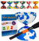 Juggle Dream Jester Diabolo Jonglierset – Fester Achse Profi-Diabolo mit Superglass-Handstäben, Online-Lernvideo – Jonglierspielzeug (Blau/Weiß)