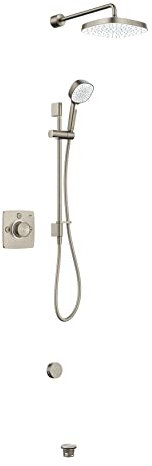 Mira Showers Evoco Mixer Shower Triple Outlet Thermostatic Mixer Shower with Bathfill Featuring HydroGlo Technology Brushed Nickel 1.1967.011