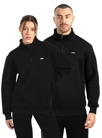 SMILODOX Half Zip Sweatshirt Unisex Jago, Regular Fit Pullover Herren und Damen, weicher Sweatstoff, graviertes Metallabel auf der Brust, hoher Kragen, Langarmshirt für Sport, Streetstyle und Alltag