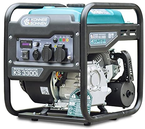 Könner & Söhnen Generador inverter KS 3300i de una potencia máxima de 3300W, 2x Schuko 230 V, pantalla LED, bobinado de cobre, protección ante sobrecargas y cortocircuitos, EURO 5