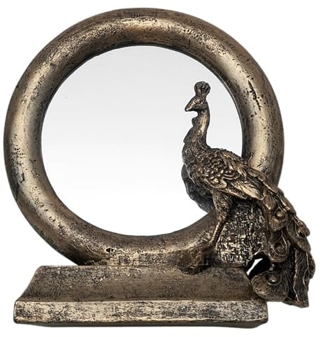 Generisch Deko Figur Pfau Vogel Peacock Gold Spiegel Mirror Skulptur Statue Dekoobjekt