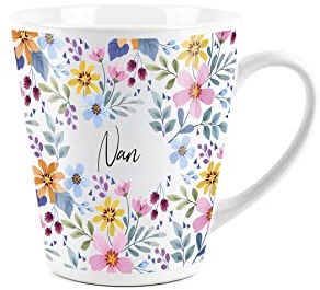Purely Home Multi Flowers Nan Small Latte Mug - Ceramic White Tea/Coffee Present Gift