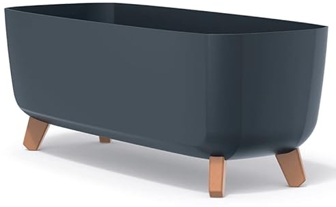 Blumentopf Blumenkübel mit Füßen Pflanzkübel mit Pflanzeinsatz Beine Pflanzschale Matt Gracia Case Übertopf (Anthrazit, 58cm)