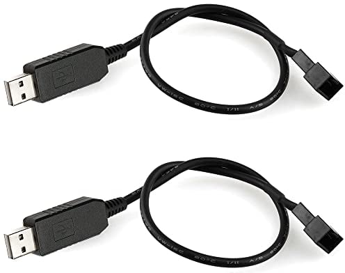 Gebildet Full Speed 12V Voltage Step-Up USB to 3-Pin and 4-Pin PC Fan Sleeved Power Adapter Cable(Pack of 2)