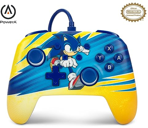 Verbesserter Kabelgebundener PowerA Controller für Nintendo Switch –Sonic-Boost, Gamepad, Game-Controller, Kabelgebundener Controller, Offiziell Lizenziert