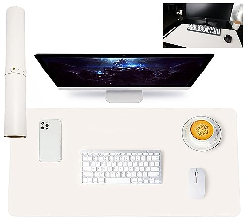 MHwan Schreibtisch Unterlage, Leder ist Wasserdicht und Schmutzabweisend Schreibtischunterlage Mädchen Jungen, Wildleder ist Rutschfest Unterlage Schreibtisch, 80X40cm Mauspad xxl (Weiß)