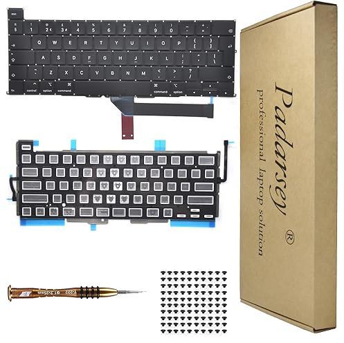 Pardarsey Replacement Backlight Backlit UK Layout Keyboard Compatible with MacBook Pro 16 inch with Touch Bar A2141 Released 2019 UK Layout+Keyboard Screws+Screwdriver