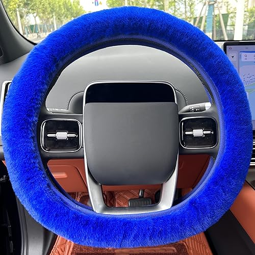 LOMTRATS Weicher, Flauschiger, hochelastischer, dehnbarer, Warmer Plüsch, universeller Flauschiger Fellschutz, Auto-Lenkradbezug