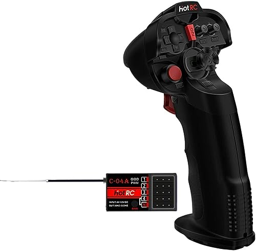 aneegfpv HOTRC DS-4A 2.4G RC Radio Transmitter Single Hand with 4CH Receiver for RC Car Boat Drone Airplane (DS-4A 1 Receiver)