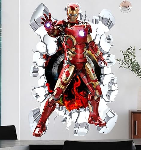 Marvel 3D Avengers Alliance Superman Iron Man Anime Wall Sticker Wallpaper Student Dormitory Bedroom 40 * 60cm
