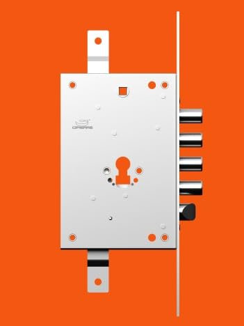 Cipierre 50128/60 - Serratura 50/90 triplice per porte blindate a cilindro con meccanismo a leve (Entrata 60 mm. - Sporgenza 3 mm) Versione ad applicare (Interasse Catenacci 28 mm.)