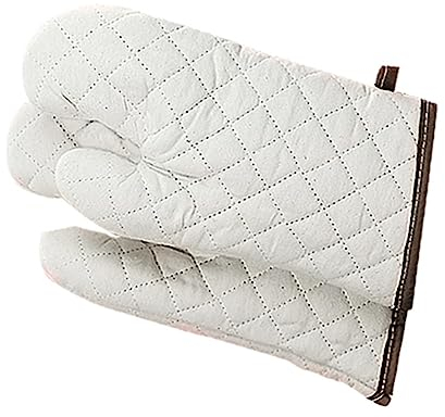 PRETYZOOM 2st Ofenhandschuhe Grillhandschuhe Weiß Mikrowelle Baumwolle Topfregal