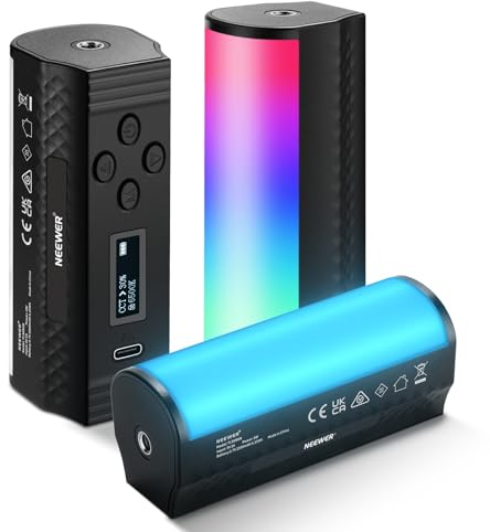 NEEWER Bâton Lumineux magnétique Portables, Mini Stick Light LED RGB 360° avec Batterie Rechargeable 2500mAh, 2500-8500K Dimmable Camera Lumiere Video pour Photo TikTok Youtube Vlog, TL96RGB, 3 Packs