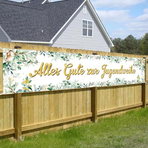 Bafiwu Jugendweihe Banner, Deko Jugendweihe Mädchen Junge, 250x40cm Alles Gute zur Jugendweihe Banner Jugendweihe Girlande Hintergrund Jugendweihe Deko für Jugendweihe Party