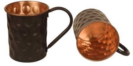 Copper Essentials Set of 2 Copper Mug, Black