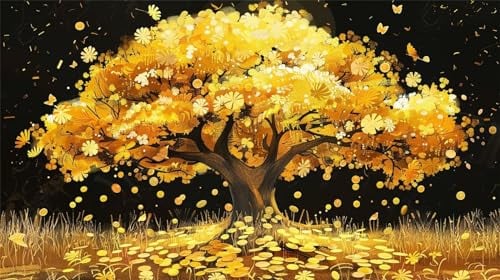 Malen nach Zahlen Erwachsene, DIY Malen nach Zahlen Geld, 140x80cm DIY Baum mit Pinsel und Acrylfarben, Set Malen nach Zahlen ab 6 7 8 9 10 11 12 Jahre Mädchen Jungen Teenager Kreatives für Geschenk