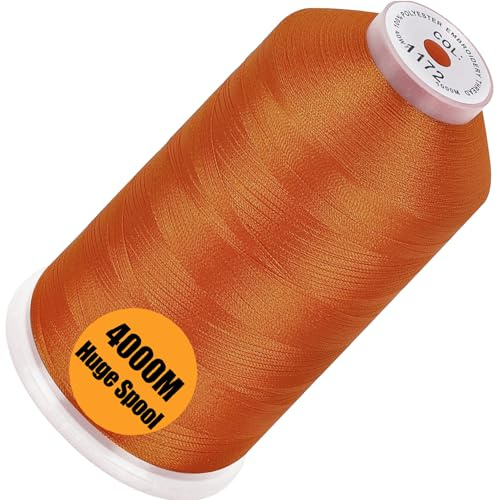 New brothread - Einzelne Riesige Spule 4000M/Jede 100% Polyester Maschinen Stickgarn 40 WT für Gewerbliche und Haushalts Maschinen - Orange