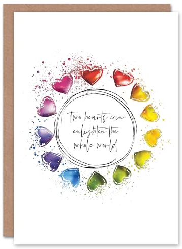 Artery8 Marriage Poem Two Hearts Enlighten World Quote Rainbow Blank For Him Or Her Art Wedding Card