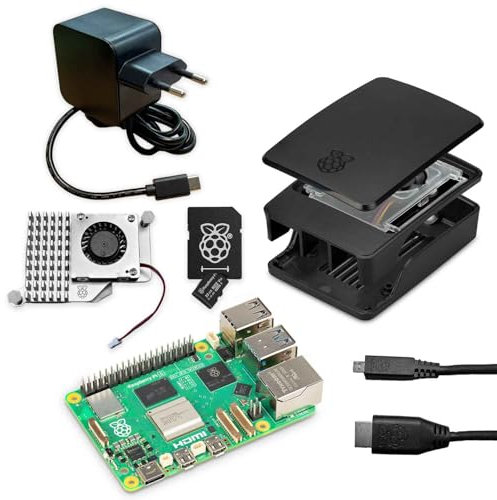 Raspberry Pi 5 Kit 8GB RAM mit hochwertigem original-Zubehör | sofort startklar | Farbe: schwarz