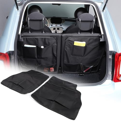 Kofferraum-Organizer für Fiat 500 2016–2025, Auto-Organizer, Rückenlehnenschutz, mehrere Taschen, faltbares Aufbewahrungsnetz für Auto-Rücksitzbezug, Kofferraum-Organizer,