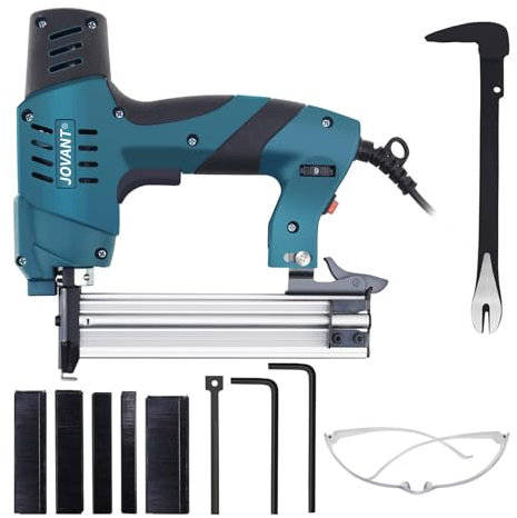 Grapadora eléctrica 2 en 1, pistola de uñas con grapas y quitagrapas, grapadora eléctrica para madera y proyectos de bricolaje, pistola de grapadora con 1584 grapas y 1200 clavos JOVANT