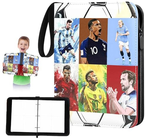 Fußball sammelalbum karten, 50 Seiten 400 Karten Kapazität, fußball karten Ordner, FußballkartenHalter, fussball karten sammelalbum, Fußball Sammelkarten Album, für Fußballkarten, Poker, Sportkarten