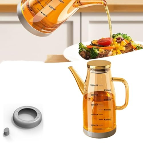 MUGUOY Oil Dispenser Bottle with Drip Free spout, 800/100ML Glass Olive Oil Dispenser Bottle, Food-Grade Oil Vinegar Storage Container Bottles Decanter for Kitchen Gadgets, Air Fryer, Salad, and BBQ