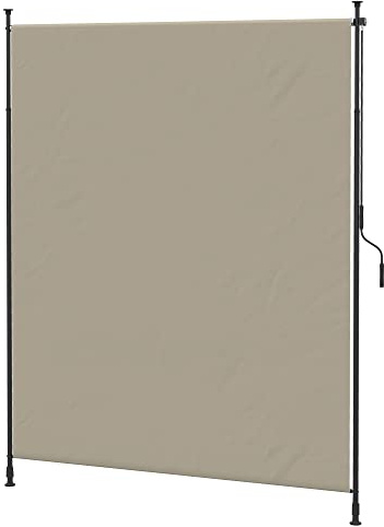 Outsunny Store Vertical avec manivelle sans perçage Brise-Vue de Balcon Cadre en Aluminium Protection UV pour terrasse, Balcon, 200 x 305 cm Sable
