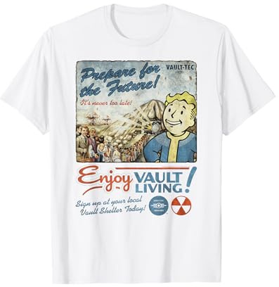 Fallout Video Game Enjoy Vault Living Vault-Tec Retro Ad Maglietta