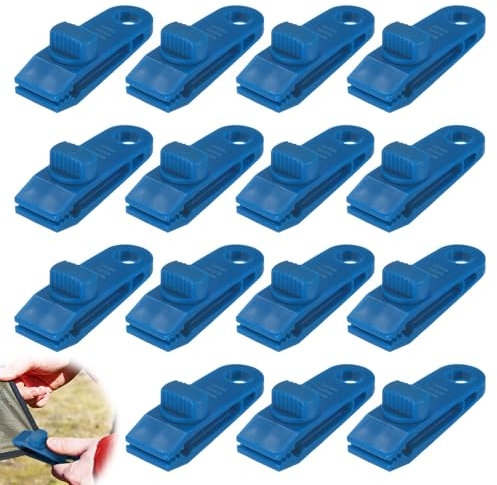 TIXIPEM Tarp Clips Heavy Duty Lock Grip [15PCS] - Tarp Clamps Use for Camping Tarps & Awnings & Car Covers & Swimming Pool Covers & Boat Cover Etc - [Blue-3.3IN] Car Cover Clamp