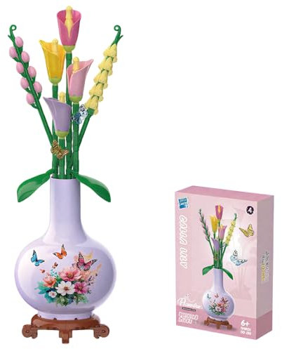 Balakaka Fiore Finto Artificiale da Costruire per Adulti con Vaso, Fiore di Mattoncini da Costruzione Botanical Collection per Arredamento per la casa, Idea Regalo per Donna