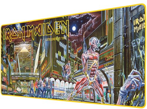 SUBSONIC - Iron Maiden Somewhere in Time XXL-Mauspad 90x40 cm | Offizielle Lizenz, Schreibtischunterlage mit glatter Oberfläche für Maussensoren, rutschfeste Basis und genähte Kanten