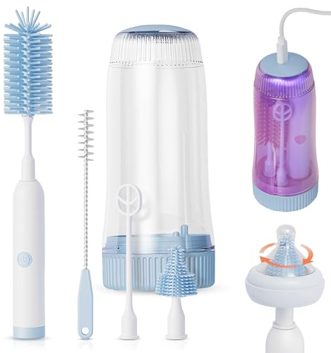 Elektrische Silikon Flaschenbürste Baby Set (Blau)
