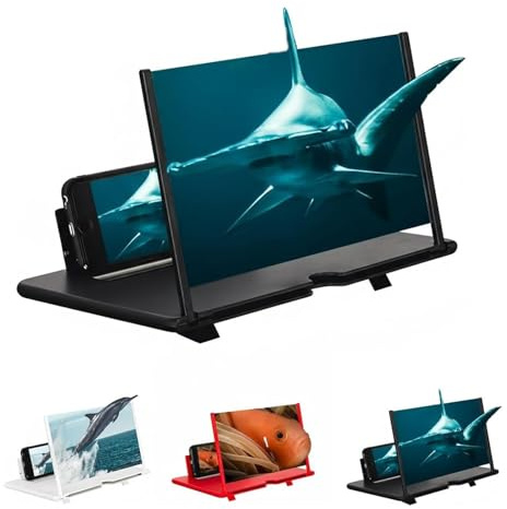 Bildschirmlupe Neueste Version - 2025 Verbesserter HD 3D Faltbarer Telefonbildschirmverstärker, tragbare 25,4 cm - 50,8 cm Smartphone-Lupe zum Ansehen von Filmen, Videos und Spielen (Schwarz, 25,4 cm)