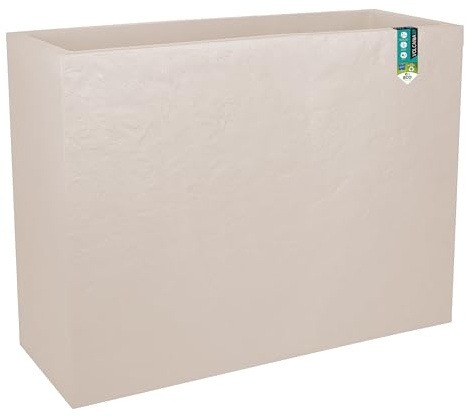 EDA - Muret Loft L Volcania 46 L - Décor Imitation Pierre - Utilisable à l'Intérieur & l'Extérieur - Zone de Rétention d'eau pour Limiter l'Arrosage - 78 x 29 x 60 cm - Beige Calcaire