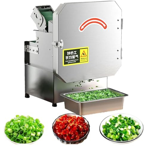 MQDLJSE Picadora de Verduras eléctrica, picadora Industrial de cebolletas, de Acero Inoxidable, con Grosor Ajustable de 1,5 a 35 mm para pimientos y Cilantro.