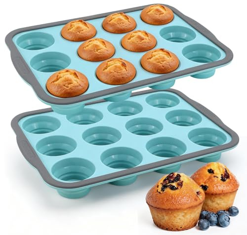 IIRC 2 Stück Muffinform Silikon mit Metallrahmen – 12er Muffin Backform für Cupcakes, Pudding, Brownies, BPA-frei Antihaft