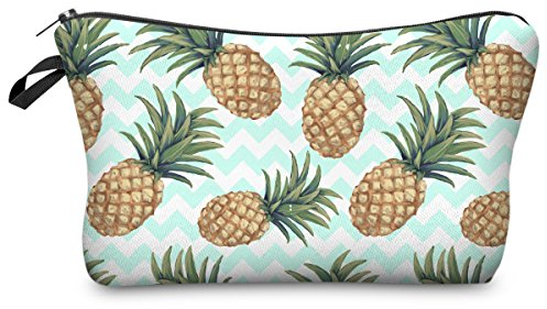 PREMYO Kosmetiktasche Klein für Handtasche - Schminktasche Damen Make Up Tasche - Federmappe Mädchen Etui Ananas